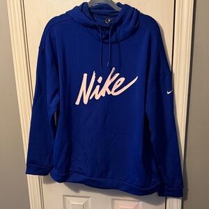 Nike Cobalt Blue Hoodie with Pink Script Logo